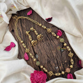 Vriksham Vethakam Traditional Gold Ball Red Ruby & Green Emerald Beaded Neckpiece-G20660